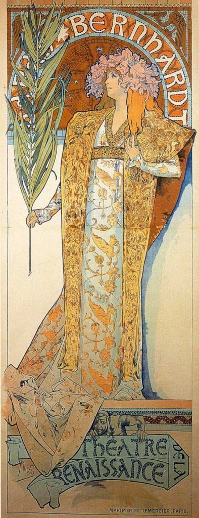 Sarah Bernhardt Art Nouveau Poster by Alphonse Mucha - Théâtre de la Renaissance